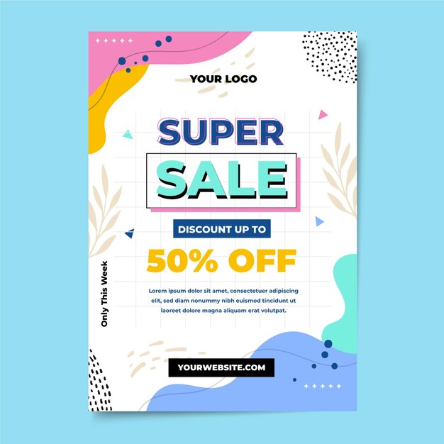 Flat abstract sales poster template