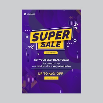 Flat abstract sales poster template