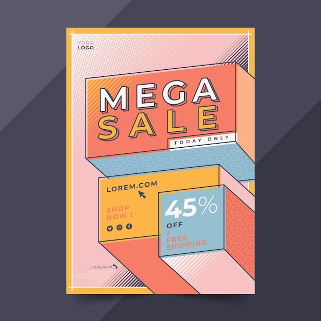 Flat abstract sales poster template