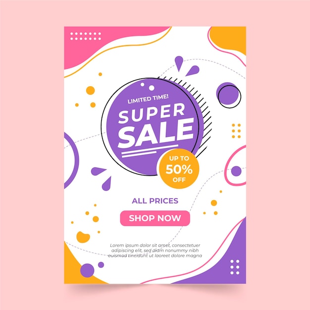 Flat abstract sales poster template Free Vector