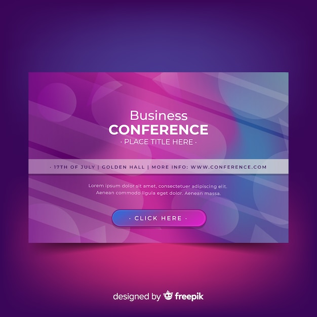 Flat abstract shapes business conference landing page