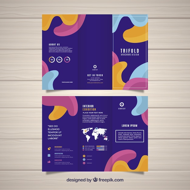Free vector flat abstract trifold brochure