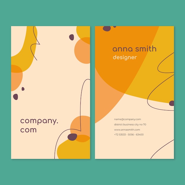 Flat abstract vertical double-sided business card template