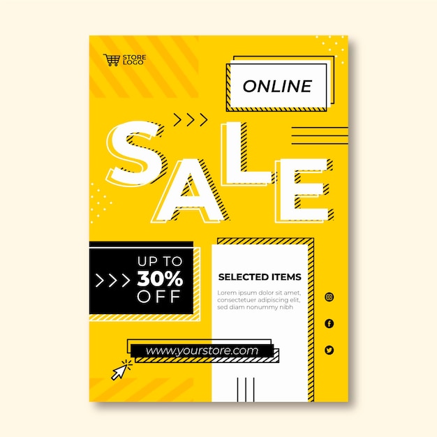 Free vector flat abstract vertical sale poster template