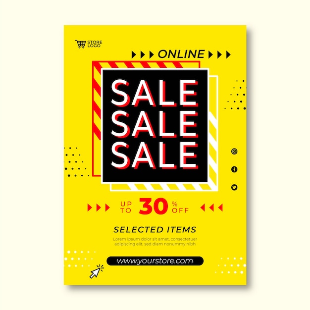 Free vector flat abstract vertical sale poster template