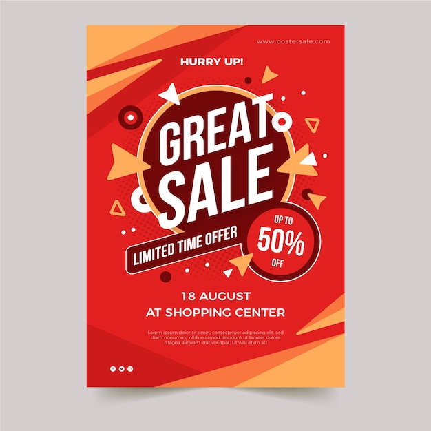 Free vector flat abstract vertical sale poster template