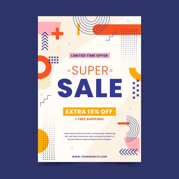 Flat abstract vertical sale poster template