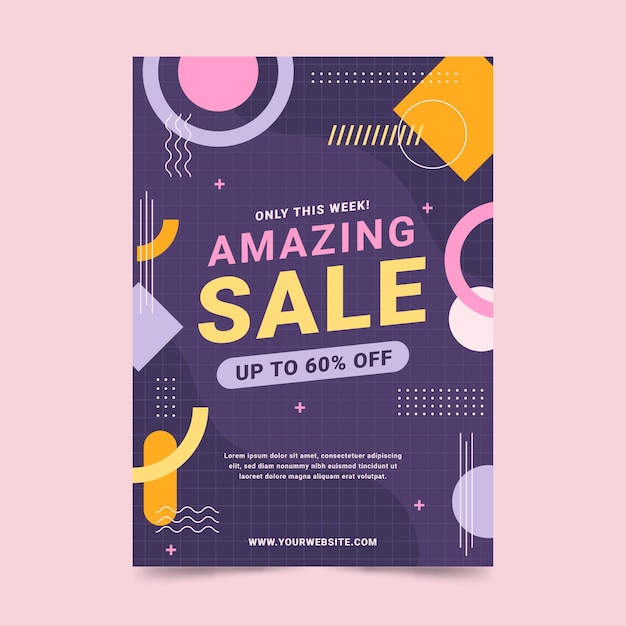 Free vector flat abstract vertical sale poster template