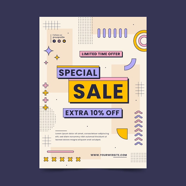 Flat abstract vertical sale poster template