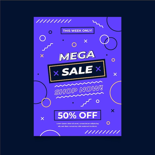 Flat abstract vertical sale poster template