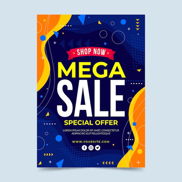 Flat abstract vertical sale poster template