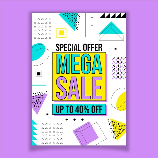 Free vector flat abstract vertical sale poster template