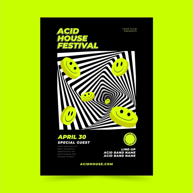 flat acid emoji poster template