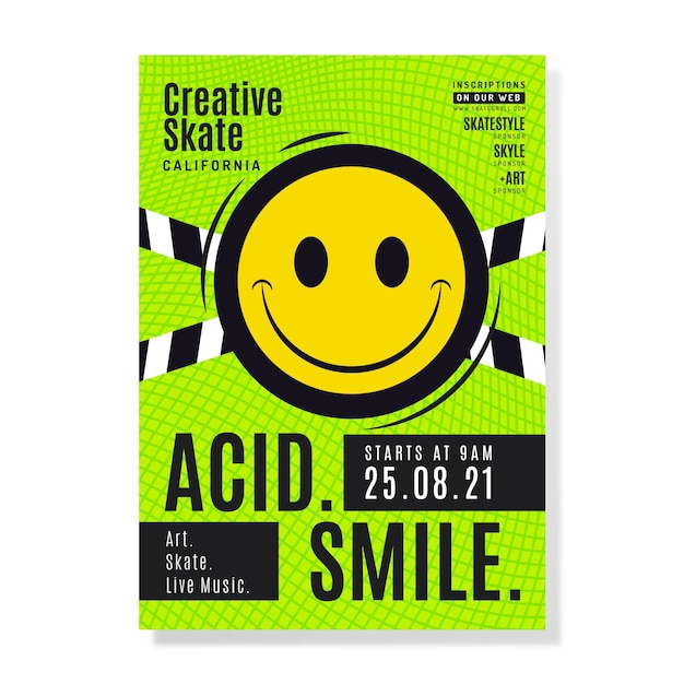 Free vector flat acid emoji poster