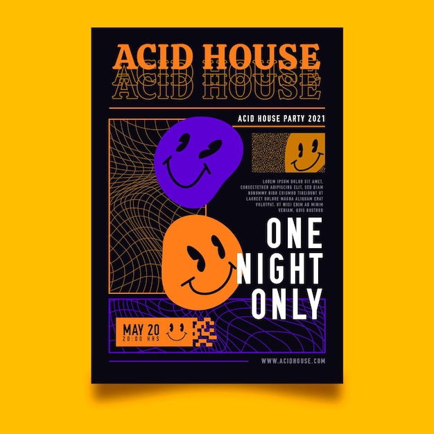 Flat Acid Emoji Vertical Poster Template Free Vector Download