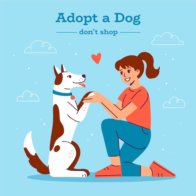 Free vector flat adopt a dog illustration