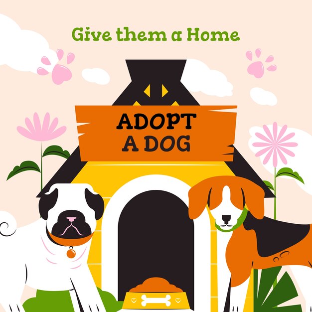 Flat adopt a dog illustration