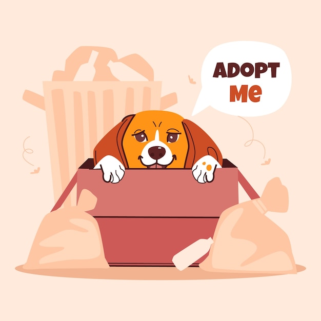 Flat adopt a dog illustration