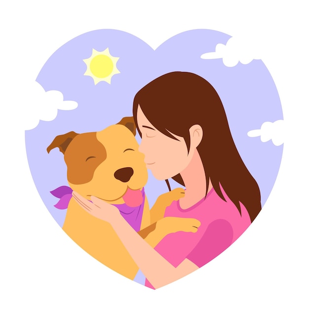 Free vector flat adorable pitbull illustration