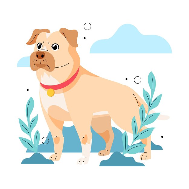 Flat adorable pitbull illustration