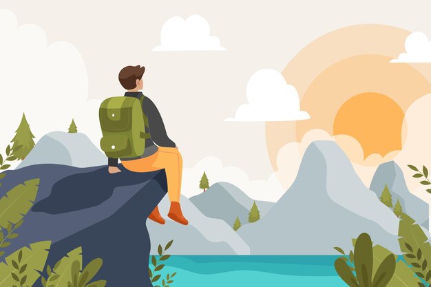 Flat adventure background with illustration