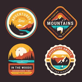 Flat adventure badges collection