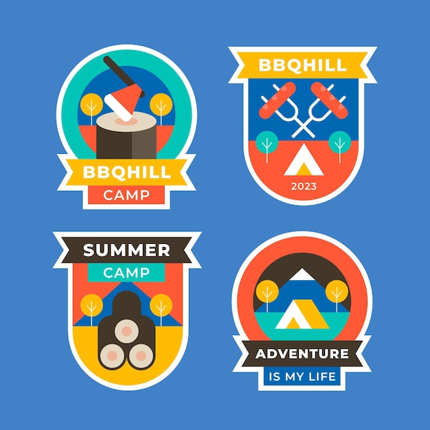 Free vector flat adventure badges collection