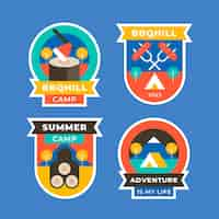 Free vector flat adventure badges collection