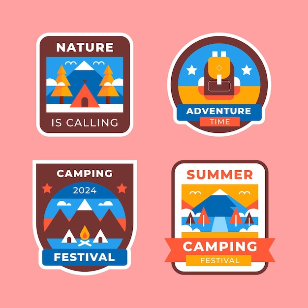 Flat adventure badges collection