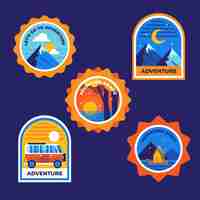 Free vector flat adventure badges collection