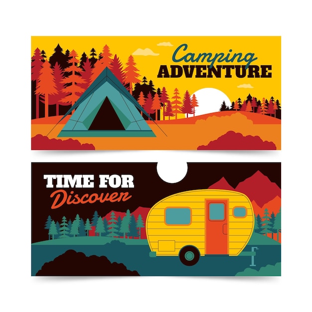 Free vector flat adventure banners set