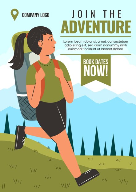 Flat adventure flyer template