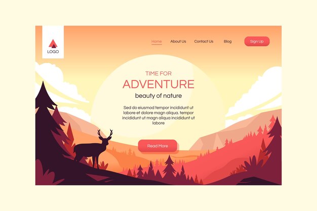 Flat adventure landing page template