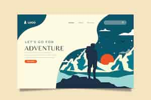 Free vector flat adventure landing page template