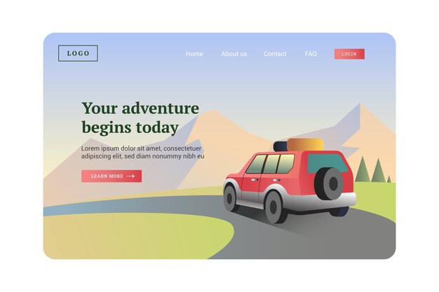 Flat adventure landing page template