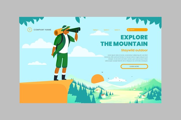 Flat adventure landing page template