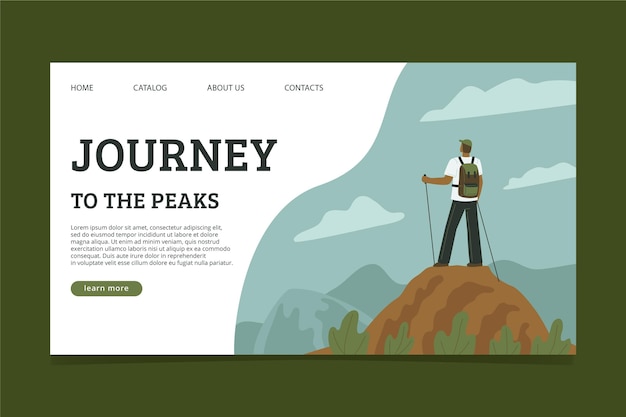 Flat adventure landing page template