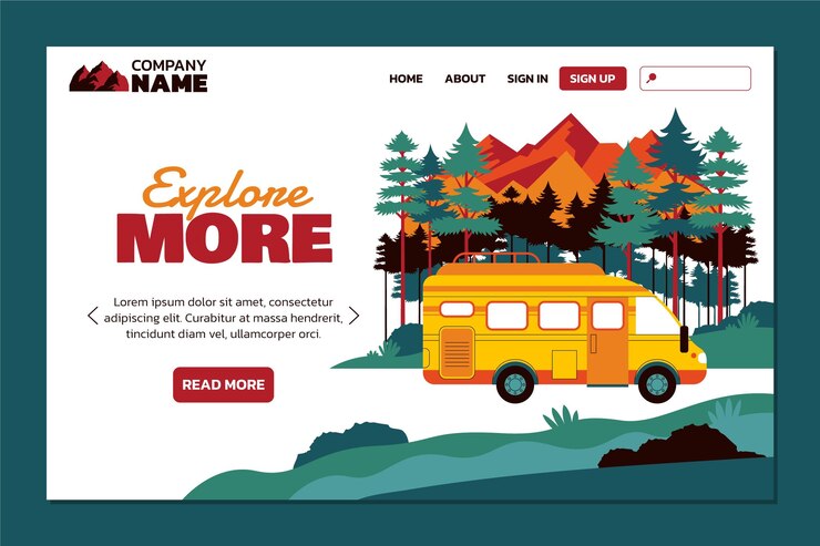 Free Vector flat adventure landing page