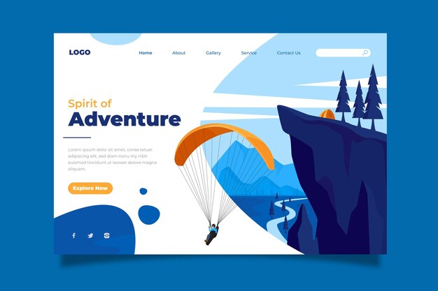 Flat adventure landing page