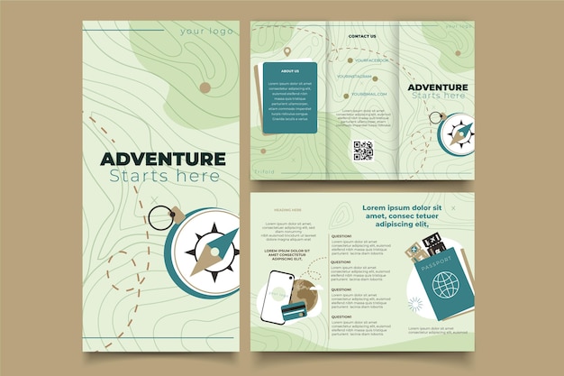 Free vector flat adventure trifold brochure template