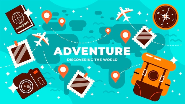 Free vector flat adventure youtube channel art