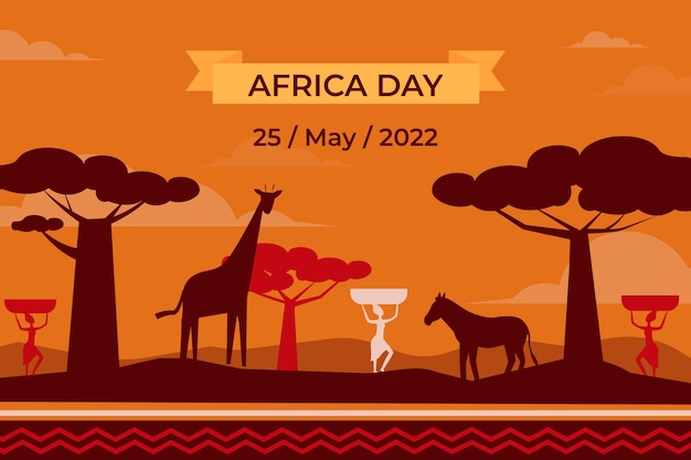 Бесплатное векторное изображение Плоский день африки фон