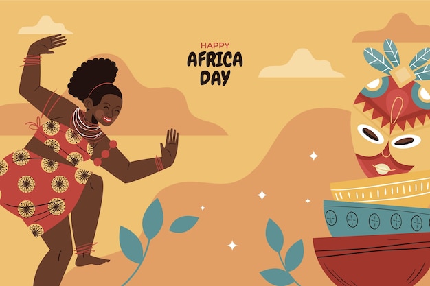 Vettore gratuito fondo piatto del giorno dell'africa