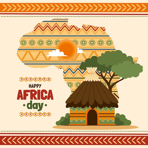 Illustrazione di celebrazione del giorno dell'africa piatta