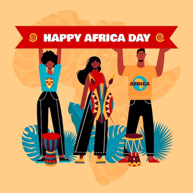 フラットアフリカの日のお祝いのイラスト