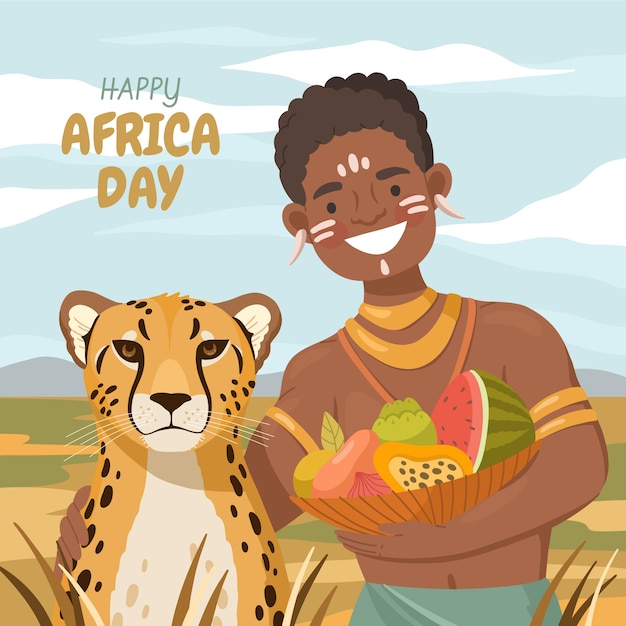 플랫 아프리카의 날 축하 그림