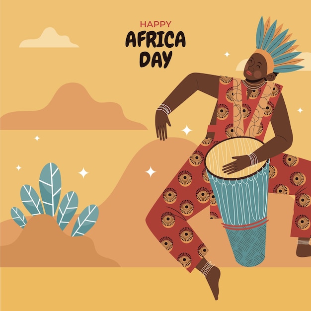 Vettore gratuito illustrazione di celebrazione del giorno dell'africa piatta