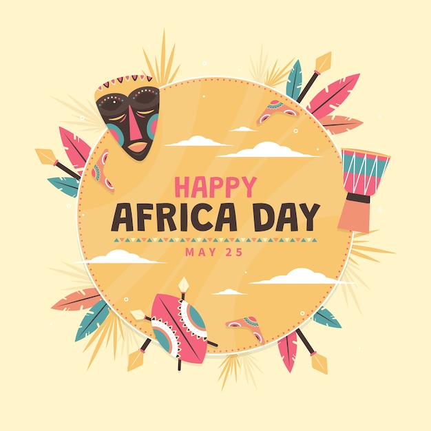 Flat africa day celebration illustration