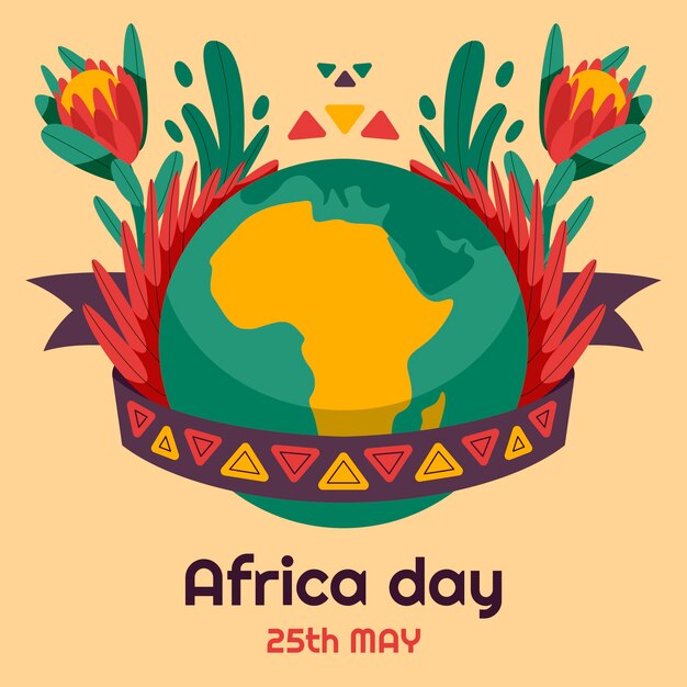 Плоская иллюстрация дня африки