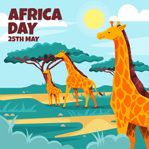 평평한 아프리카의 날 그림